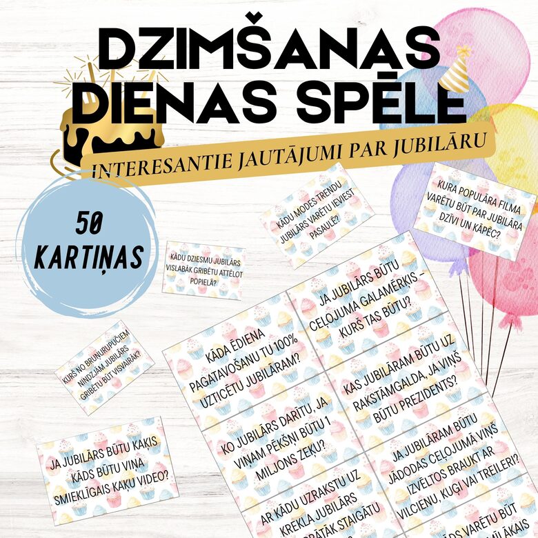 Dzimšanas dienas spēle - Interesantie jautājumi par jubilāru, digitāls PDF fails